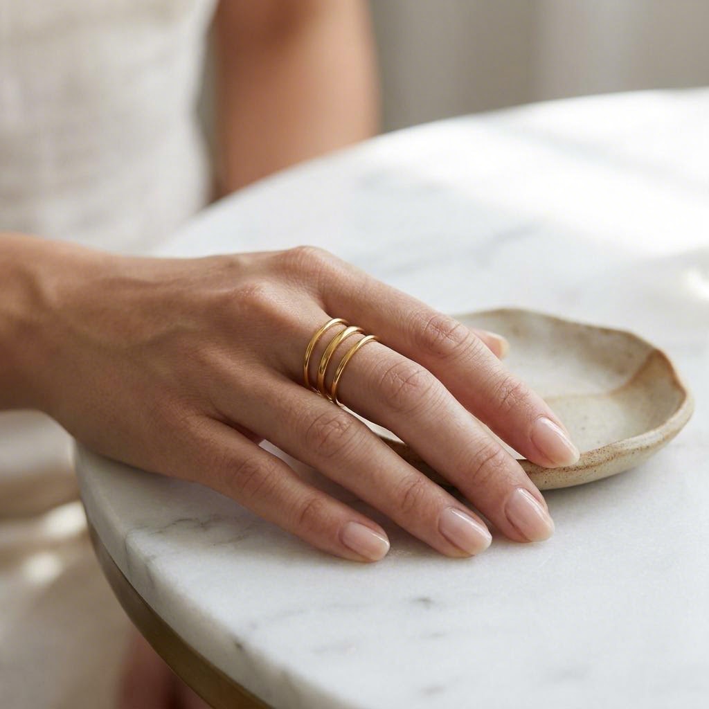 Triple Wire Ring worn on the hand