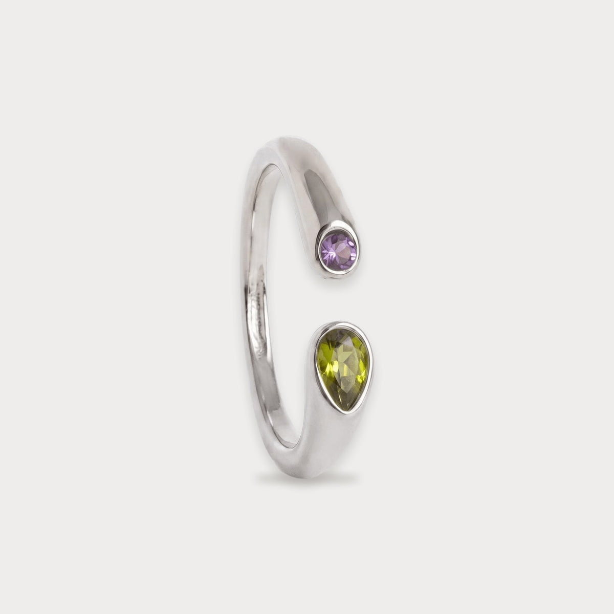 Twin Birthstone Ring in silver