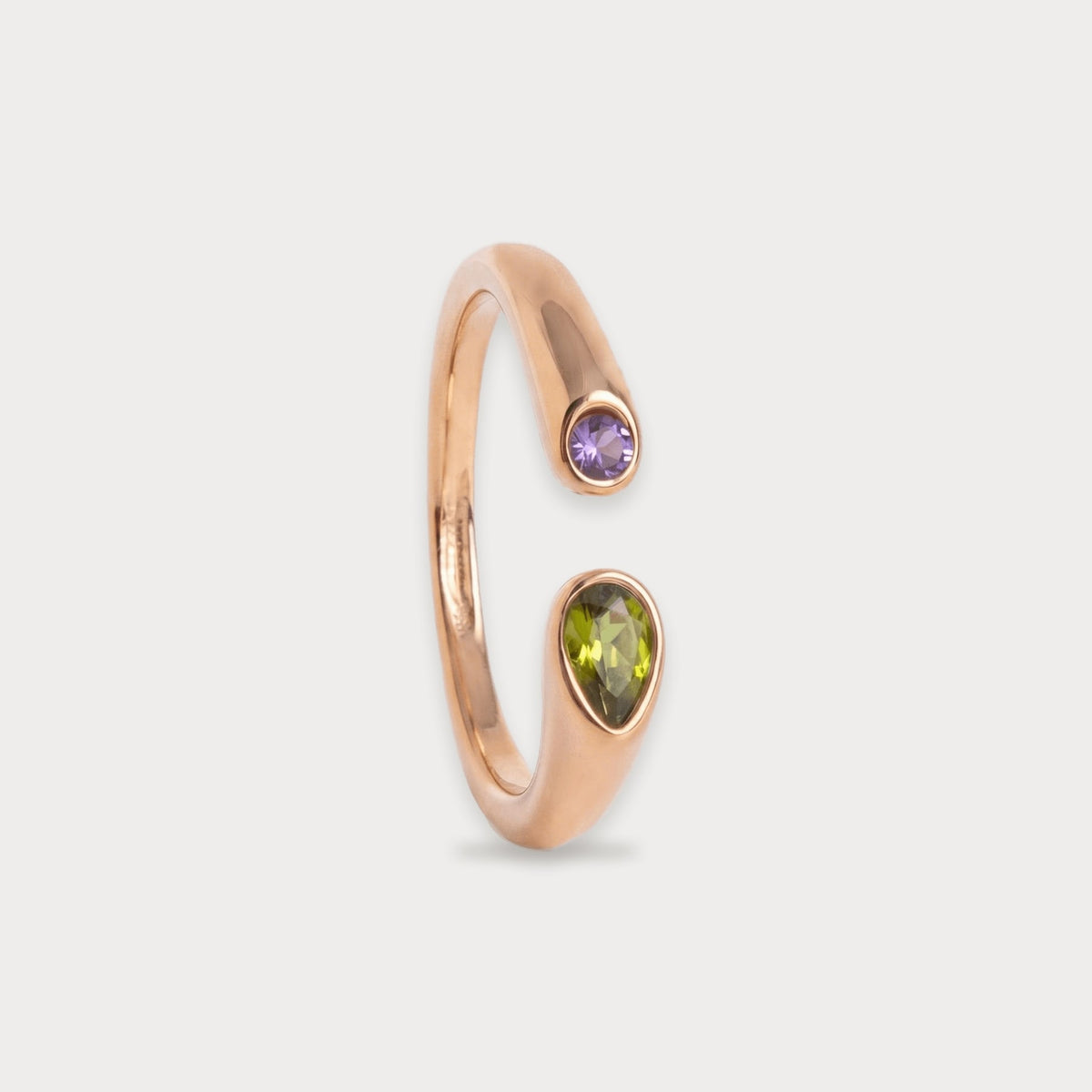Twin Birthstone Ring in rose gold