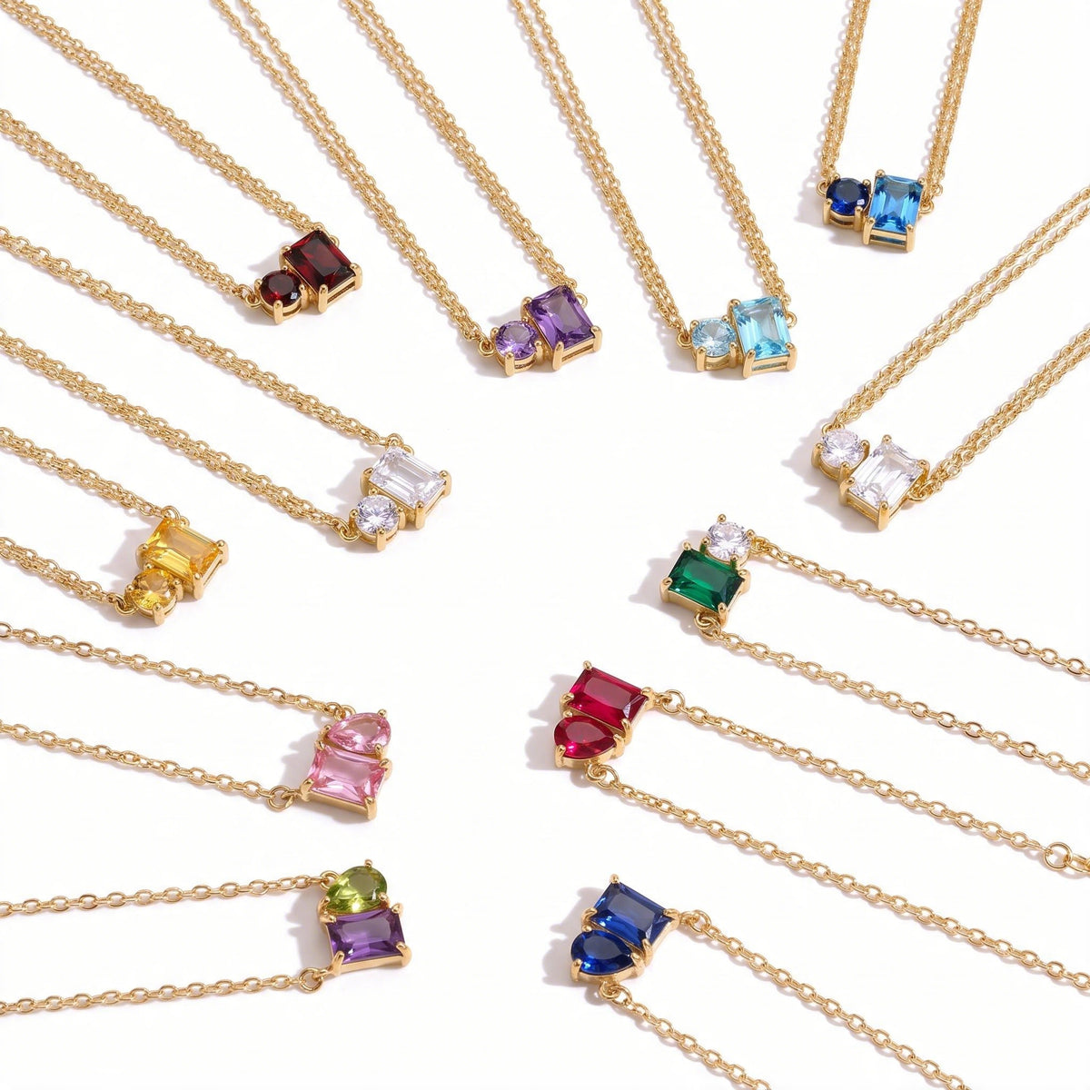 Two-Stone Birthstone Bracelets in all twelve birthstone colours