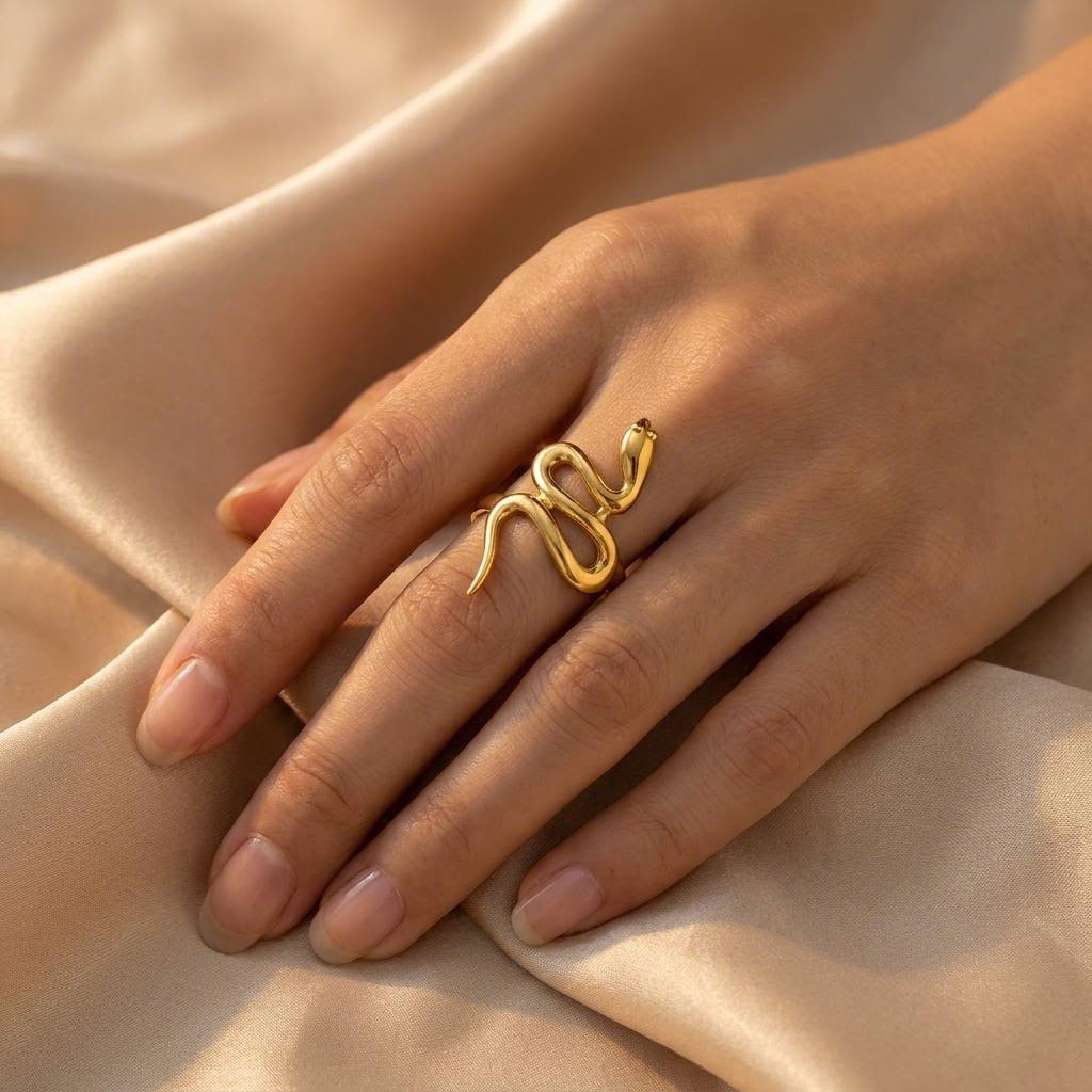 Wave Swirl Ring worn on the hand