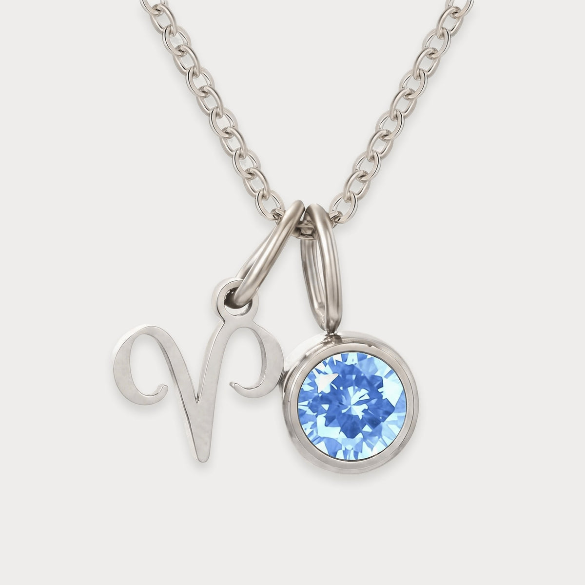 Zodiac Birthstone Necklace in silver